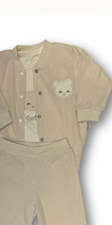 Teddy Cloud Waffle Lounge Set – Oatmeal Beige